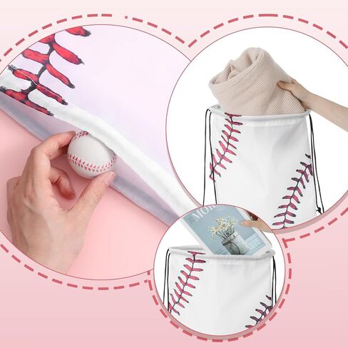 16 PCS Baseball Drawstring String Bag, 13.4"x15.7" Baseball Goodie Bags Lightweight Baseballs Drawstring Backpack Bag Drawstrings Gym Bages for Team Sport Ball Theme Birthday Party Supplies in Saudi Arabia