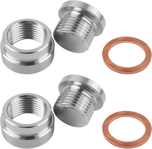 2PCS M18x1.5 Sensor Bung,304 Stainless Steel Sensor Bung & Plug Kit with 2 Copper Spacer & Inner Hex Head,Step Thread Car Accessories for Motorcycle Car Truck Exhaust Systems in Saudi Arabia
