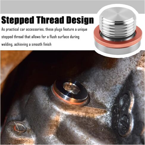 2PCS M18x1.5 Sensor Bung,304 Stainless Steel Sensor Bung & Plug Kit with 2 Copper Spacer & Inner Hex Head,Step Thread Car Accessories for Motorcycle Car Truck Exhaust Systems in Saudi Arabia
