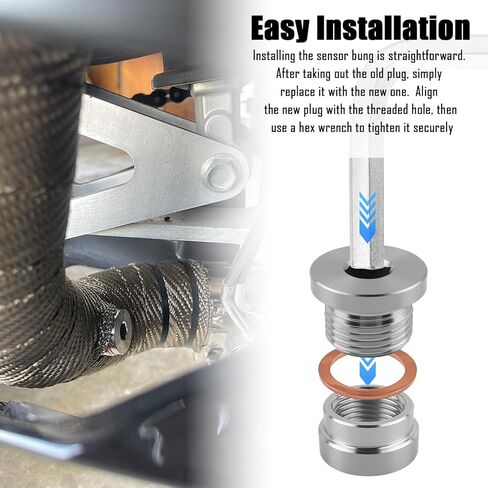 2PCS M18x1.5 Sensor Bung,304 Stainless Steel Sensor Bung & Plug Kit with 2 Copper Spacer & Inner Hex Head,Step Thread Car Accessories for Motorcycle Car Truck Exhaust Systems in Saudi Arabia