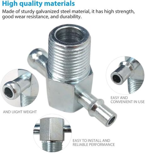 XSPANDER Upgraded Intake Manifold Vacuum T Fitting 3/8" NPT Thread 1/4" & 3/8" Nipple Steel ZINC for SBC BBC Chevy GMC Olds Cadillac Pontiac Buick Ford in Saudi Arabia