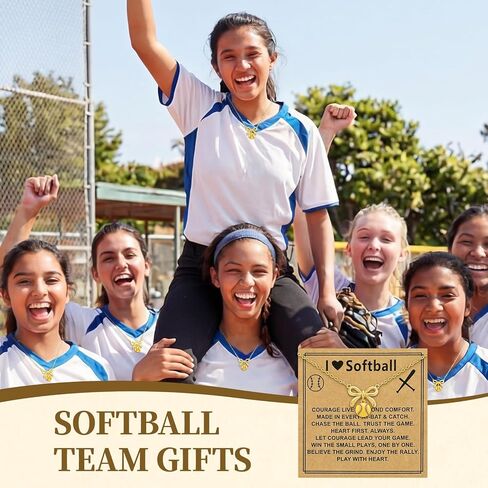 Kingdder 12 Set Softball Necklaces for Women Inspirational Brass Bow Pendant Adjustable Sport Accessories Birthday Christian Jewelry Gifts for Team Coach Player Sports Lovers in Saudi Arabia