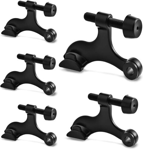 مجموعة سدادات باب بمفصلات فاخرة مكونة من 5 قطع، سدادات أبواب شديدة التحمل قابلة للتعديل مع أطراف ممتصة للصدمات من المطاط الأبيض، تركيب بدون أدوات، إغلاق هادئ، حماية للجدار والباب، أسود (2-1/2 بوصة × 1-3/4 بوصة) in Kuwait