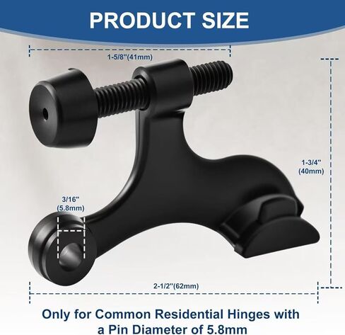 مجموعة سدادات باب بمفصلات فاخرة مكونة من 5 قطع، سدادات أبواب شديدة التحمل قابلة للتعديل مع أطراف ممتصة للصدمات من المطاط الأبيض، تركيب بدون أدوات، إغلاق هادئ، حماية للجدار والباب، أسود (2-1/2 بوصة × 1-3/4 بوصة) in Kuwait