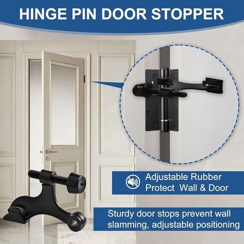 مجموعة سدادات باب بمفصلات فاخرة مكونة من 5 قطع، سدادات أبواب شديدة التحمل قابلة للتعديل مع أطراف ممتصة للصدمات من المطاط الأبيض، تركيب بدون أدوات، إغلاق هادئ، حماية للجدار والباب، أسود (2-1/2 بوصة × 1-3/4 بوصة) in Kuwait
