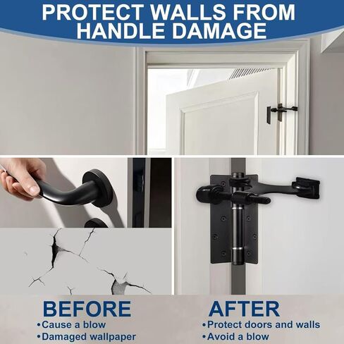 مجموعة سدادات باب بمفصلات فاخرة مكونة من 5 قطع، سدادات أبواب شديدة التحمل قابلة للتعديل مع أطراف ممتصة للصدمات من المطاط الأبيض، تركيب بدون أدوات، إغلاق هادئ، حماية للجدار والباب، أسود (2-1/2 بوصة × 1-3/4 بوصة) in Kuwait