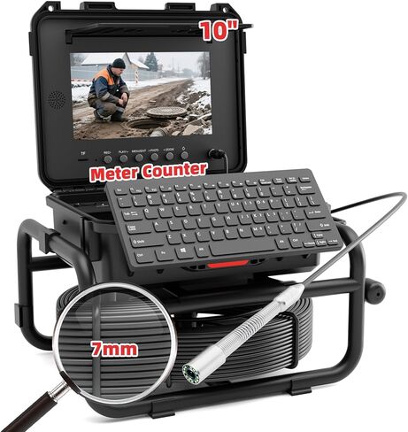 كاميرا فحص الصرف الصحي Sanyipace مع محدد موقع، التسوية الذاتية، جهاز إرسال 512 هرتز، كابل أقوى 230 قدمًا / 70 مترًا 0.2 بوصة / 5 مم، كاميرا قناة مقاومة للماء IP68 مع عداد المسافة، 1080P 1000TVL 9 بوصة IPS DVR مسجل in Kuwait