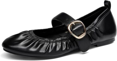 Coutgo Womens Ballet Flats Ruched Round Toe Mary Jane Flats Comfortable Slip On Dressy Shoes in Saudi Arabia