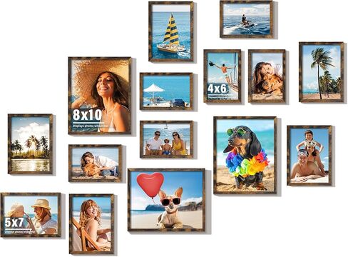 15 حزمة من إطارات الصور لديكور الحائط، مجموعة إطار أسود مع 3 قطع 8 × 10، 6 قطع 5 × 7، 6 قطع 4 × 6 لعرض المعرض، التركيب على الحائط والطاولة، إطارات صور كبيرة لديكور غرفة المعيشة in Kuwait