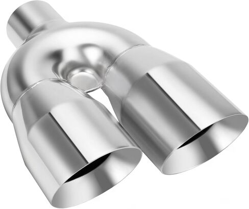 LCGP Dual Exhaust Tip 3 inch Inlet 4 inch Outlet 12" Length Universal Polished 304 Stainless Exhaust Tip Tailpipe for Car Truck Double Wall Weld-on Angle Cut (Right) in Saudi Arabia