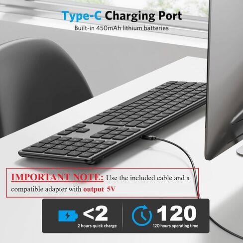 OMOTON Bluetooth Keyboard for Mac, Wireless Keyboard with Numeric Keypad, Multi-Device, Rechargeable, Compatible with MacBook Pro/Air, iMac, iMac Pro, Mac Mini, Mac Pro Laptop and PC in Kuwait