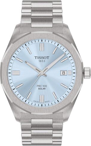 Tissot PRC 100 Solar 39mm, Swiss Solar Quartz Watch for Men, Stainless Steel Case, Blue Dial, T1514221135100 in Saudi Arabia