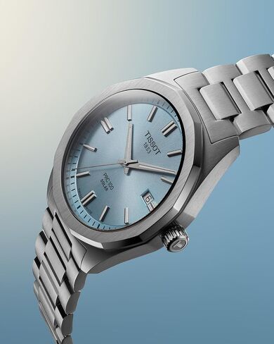 Tissot PRC 100 Solar 39mm, Swiss Solar Quartz Watch for Men, Stainless Steel Case, Blue Dial, T1514221135100 in Saudi Arabia