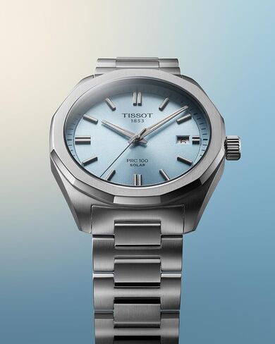 Tissot PRC 100 Solar 39mm, Swiss Solar Quartz Watch for Men, Stainless Steel Case, Blue Dial, T1514221135100 in Saudi Arabia
