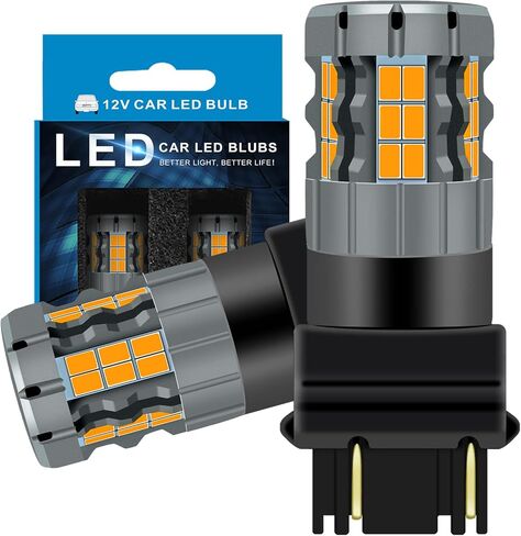 مصابيح إشارة الانعطاف LED 3157 متوافقة مع Toyota Tacoma 2001-2015 (الأمامي) و2005-2015 (الخلفي)، 4157 لمبة، أصفر كهرماني، التوصيل والتشغيل، حزمة من 2 in Saudi Arabia