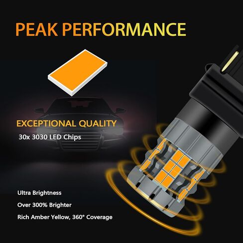 مصابيح إشارة الانعطاف LED 3157 متوافقة مع Toyota Tacoma 2001-2015 (الأمامي) و2005-2015 (الخلفي)، 4157 لمبة، أصفر كهرماني، التوصيل والتشغيل، حزمة من 2 in Saudi Arabia