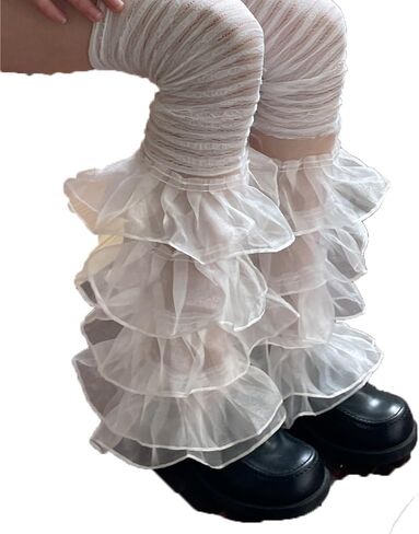 Women's Y2k Lace Patchwork Ruffled Leg Warmers Spicy Girls Gothic Kawaii Lolita High Socks Leg Warmers in Saudi Arabia