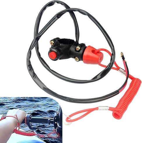 Motorcycle Kill Stop Switch, 2 Wire Tether Double Kill Switch, Emergency Safety ATV Parts for 49cc-250cc, Universal for Motorcycles Outboard Motors (Black) in Saudi Arabia