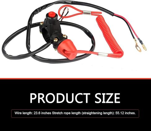 Motorcycle Kill Stop Switch, 2 Wire Tether Double Kill Switch, Emergency Safety ATV Parts for 49cc-250cc, Universal for Motorcycles Outboard Motors (Black) in Saudi Arabia