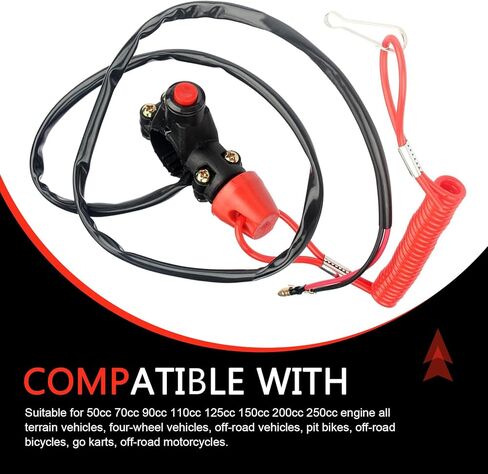 Motorcycle Kill Stop Switch, 2 Wire Tether Double Kill Switch, Emergency Safety ATV Parts for 49cc-250cc, Universal for Motorcycles Outboard Motors (Black) in Saudi Arabia