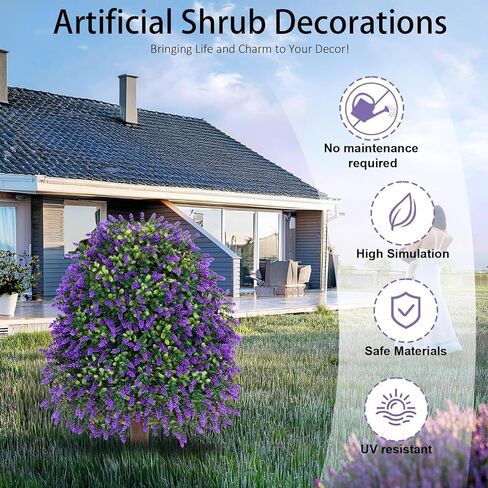 2Pcs 25''Outdoor Artificial Lavender Plants uv Resistant Fake Boxwood Topiary Ball for Porch Front Planter Garden Patio Yard Decorations in Saudi Arabia