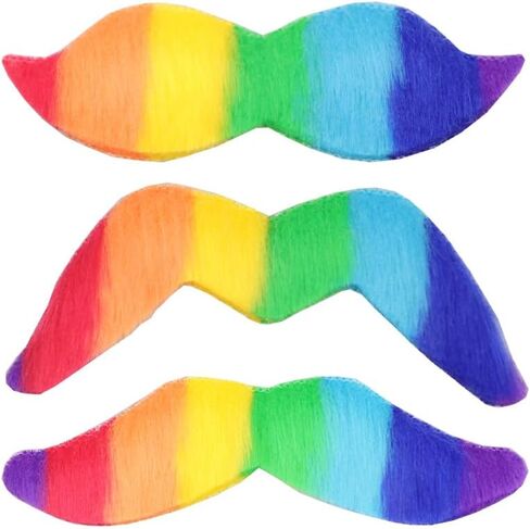 3 قطع من الشوارب المزيفة ذاتية اللصق، أزياء اللحية المشعرة الجديدة وشعر الوجه لمستلزمات حفلات عيد الميلاد وزينة شارب قوس قزح in Kuwait