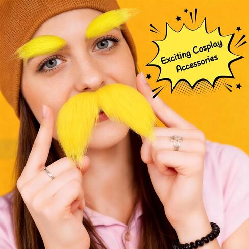 شارب وحواجب صفراء، لحية مزيفة للنساء والكبار، ملحقات أزياء الهالوين التنكرية، هدايا مرحة للحفلات in Kuwait