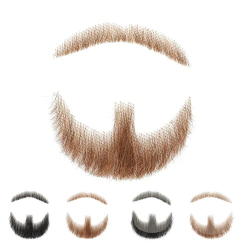 False Mustaches Fake Beard Realistic 100% Human Hair Face Beard Realistic and Mustache Brown for Men Realistic Makeup Lace Beards Invisible False Performance Cosplay(Brown) in Saudi Arabia