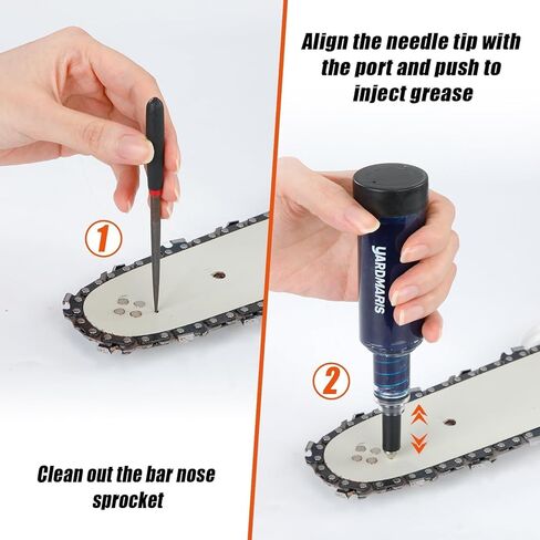 2 Pack Grease Gun for Chainsaw Bar, Pre Loaded 1.5 oz Lubricant with Needle Tip for Sprocket Nose Bearing Maintenance, Universal Needle Grease Gun Fits Most Chainsaws in Saudi Arabia