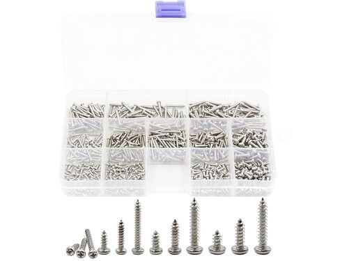 LBY 800pcs M1.7 M2 M2.3 Pan Head Self-Tapping Sheetmetal Screw Assortment Kit, 8 Sizes, Carbon Steel (Silver) in Kuwait