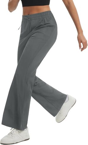 baleaf Women's Hiking Pants Lightweight Water Resistant Travel Flare Pants with Pockets Quick Dry Breathable Drawstring Waist in Saudi Arabia