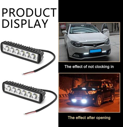 Shakas Straight-line LED Daytime Running Lights, 6000K 1200LM 18W Plastic Shell IP67 Waterproof Auxiliary Lighting Spotlight, for Cars Motorcycles Buggies Trucks Forklifts Boats (White) in Saudi Arabia