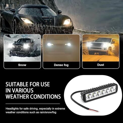 Shakas Straight-line LED Daytime Running Lights, 6000K 1200LM 18W Plastic Shell IP67 Waterproof Auxiliary Lighting Spotlight, for Cars Motorcycles Buggies Trucks Forklifts Boats (White) in Saudi Arabia