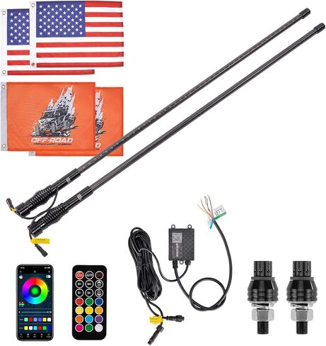 KEMIMOTO 2PCS 3FT أضواء السوط للجانب إلى جنب، التطبيق التحكم بدوره الفرامل عكس وظيفة إشارة الربيع جبل LED، ATV UTV أضواء السوط متوافقة مع Can-Am Maverick X3 Polaris RZR XP Talon Sportsman in Kuwait