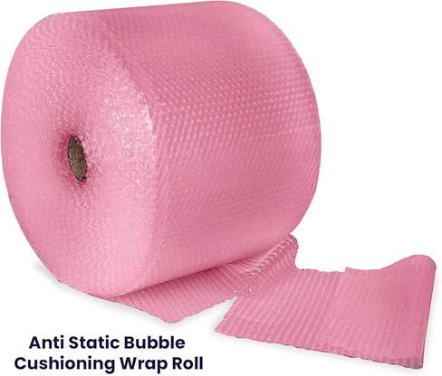 Protective Anti Static Bubble Roll Wrap for Electronics - 225FTx12IN Pink, 3/16" Dense Bubble Cushioning for Fragile Items & Packaging Supplies Shipping & Storage - Perforated Every 12IN in Saudi Arabia