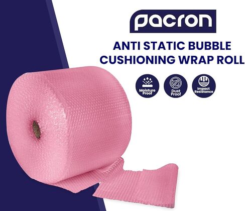Protective Anti Static Bubble Roll Wrap for Electronics - 225FTx12IN Pink, 3/16" Dense Bubble Cushioning for Fragile Items & Packaging Supplies Shipping & Storage - Perforated Every 12IN in Saudi Arabia