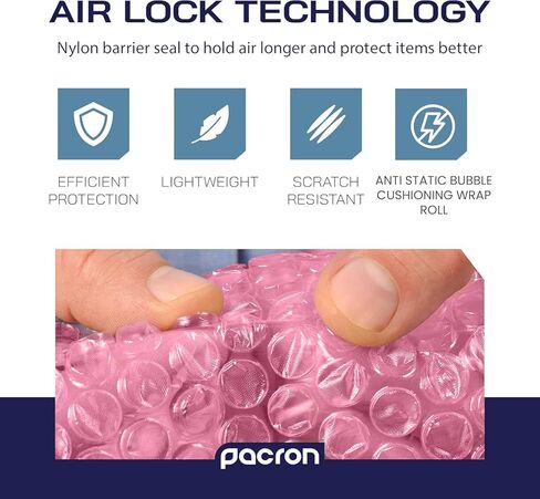 Protective Anti Static Bubble Roll Wrap for Electronics - 225FTx12IN Pink, 3/16" Dense Bubble Cushioning for Fragile Items & Packaging Supplies Shipping & Storage - Perforated Every 12IN in Saudi Arabia