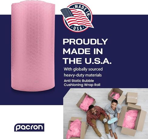 Protective Anti Static Bubble Roll Wrap for Electronics - 225FTx12IN Pink, 3/16" Dense Bubble Cushioning for Fragile Items & Packaging Supplies Shipping & Storage - Perforated Every 12IN in Saudi Arabia