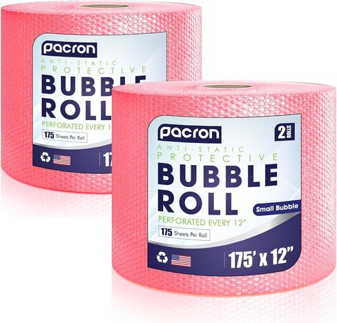 Protective Anti Static Bubble Roll Wrap for Electronics - 225FTx12IN Pink, 3/16" Dense Bubble Cushioning for Fragile Items & Packaging Supplies Shipping & Storage - Perforated Every 12IN in Saudi Arabia