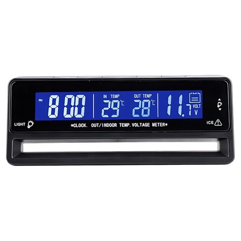 Car Thermometer Gauge Temperature for with Indoor Outdoor Monitoring, Ts-7010V Model, Voltage Display Clock and, 12V-24V Vehicles for in Saudi Arabia