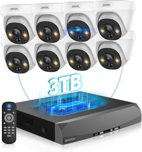 《زاوية واسعة 130 درجة ودقة 4K فائقة الدقة》نظام كاميرا أمان سلكي خارجي، كاميرات POE IP مع أنظمة 8CH NVR، مجموعات DVR للمراقبة بالفيديو مع كشف الحركة PIR in Kuwait