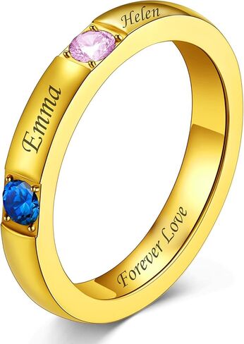 Custom4U جوهرة خواتم مخصصة 1-3 أحجار اسم الجدة الأم خواتم الفضة الاسترليني / الفولاذ المقاوم للصدأ حجم 5-11 خواتم الوعد الشخصية للنساء لها in Kuwait