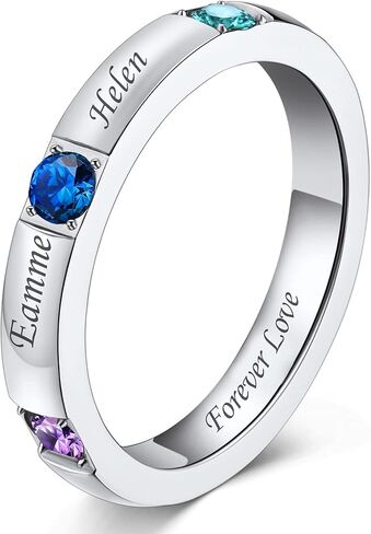 Custom4U جوهرة خواتم مخصصة 1-3 أحجار اسم الجدة الأم خواتم الفضة الاسترليني / الفولاذ المقاوم للصدأ حجم 5-11 خواتم الوعد الشخصية للنساء لها in Kuwait