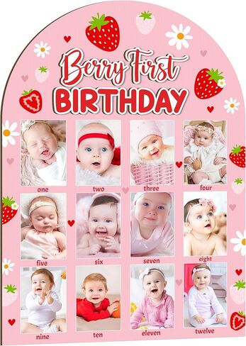 R HORSE My First Year Photo Display Wood Board, Baby’s First Year Picture Frame 12 Months Milestone Board Photo Frame Neutral Baby Keepsake Frame Boho Sun 1st Birthday Nursery Decor Gift for Boy Girl in Kuwait