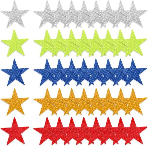50PCS Warning Reflective Sticker, Star Shape Reflective Stickers, Night Visibility Adhesive Safety Sticker, Waterproof Reflector Decal for Motorcycle, Bicycle, Car, Trailer, Truck, Clothing and Helmet in Saudi Arabia