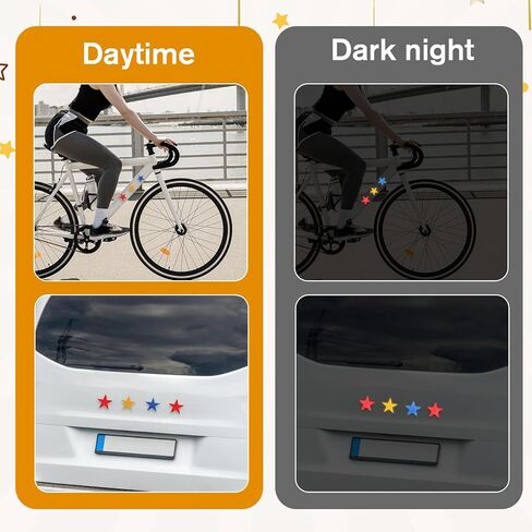 50PCS Warning Reflective Sticker, Star Shape Reflective Stickers, Night Visibility Adhesive Safety Sticker, Waterproof Reflector Decal for Motorcycle, Bicycle, Car, Trailer, Truck, Clothing and Helmet in Saudi Arabia