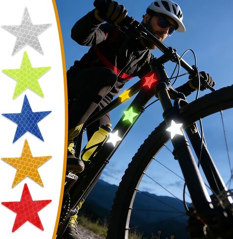 50PCS Warning Reflective Sticker, Star Shape Reflective Stickers, Night Visibility Adhesive Safety Sticker, Waterproof Reflector Decal for Motorcycle, Bicycle, Car, Trailer, Truck, Clothing and Helmet in Saudi Arabia