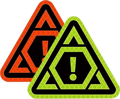 Outdoor Triangular high-Intensity Reflective Safety Warning Sticker for Cars -2-Piece Set (Fluorescent Green, Orange red)+Scraper in Saudi Arabia