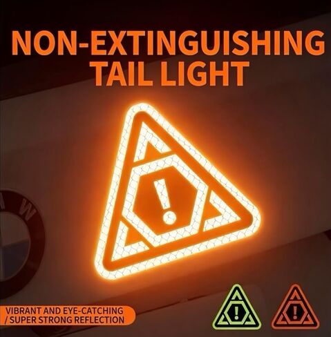 Outdoor Triangular high-Intensity Reflective Safety Warning Sticker for Cars -2-Piece Set (Fluorescent Green, Orange red)+Scraper in Saudi Arabia