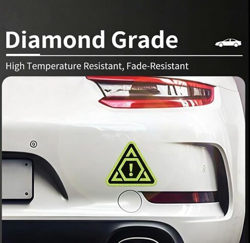 Outdoor Triangular high-Intensity Reflective Safety Warning Sticker for Cars -2-Piece Set (Fluorescent Green, Orange red)+Scraper in Saudi Arabia